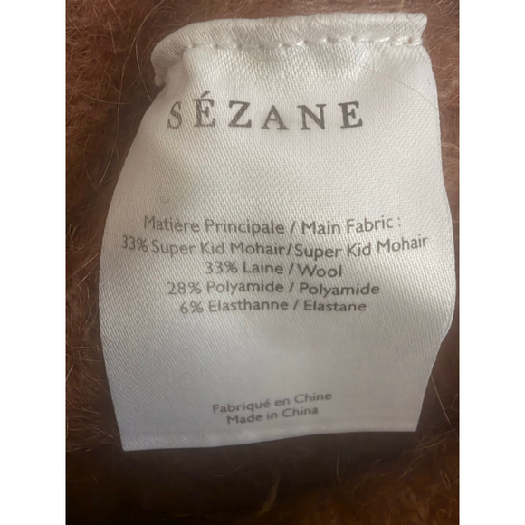 Women's Sezane’ La Malle Brown Mohair Blend Crew Neck Jumper Sweater - Picture 7 of 7